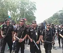 Rapid Action Battalion of Bangladesh armed with MP5K (except the second from right).
