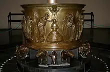 Baptismal font at St Bartholomew's Church, Liège, Baptism of Christ, 1107–1118