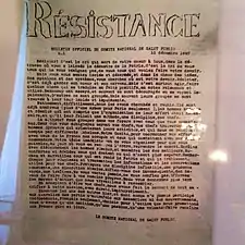 First issue of the underground newspaper 'Résistance', 15 December 1940 (SiefkinDR)