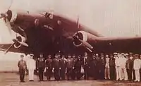 Italian pilots of a Savoia-Marchetti SM.75 long-range cargo aircraft meeting with Japanese officials upon arriving in East Asia in 1942