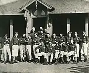 Scotland first rugby team (wearing brown) for the 1st international, v. England in Edinburgh, 1871