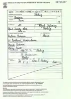 A Scottish birth certificate.