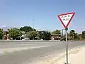 A yield sign in Mexico