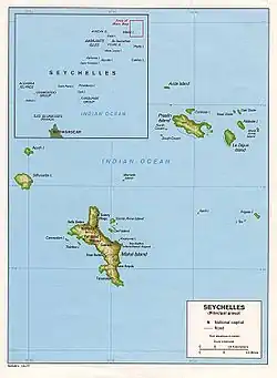 Location of Victoria on Mahé Island