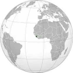 Location of&nbsp;Sierra Leone&nbsp;(dark green)