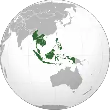 South-East Asia highlighted in green