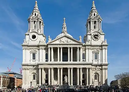 West facade of Saint Paul's Cathedral by Christopher Wren (1675–1702)