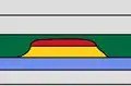 Stratigraphic trap in a fossilized coral reef (yellow) sealed by mudstones (green)