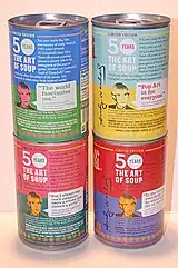 multicolored commemorative Campbell's soup cans (back)