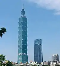 Taipei 101 next to Taipei Nan Shan Plaza