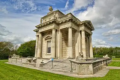 Neoclassical columns and entablature of the Casino at the Marino House, near Dublun, Ireland, by William Chambers, 1758-1776