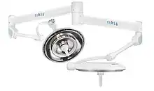 Operating room lights are meant so suppress any shadow so that the surgeos has a deep light to use while doing procedures. The surgical light in the picture is the most revolutionary on the market. Thanks to double reflection technology, an improved version of indirect light, the lamp is able to give a light without any glare: the main cause of failure or error during procedures. Glare is the feeling of being blinded given by looking at the light source (the head lamp)