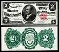 The second two-dollar denomination in the silver certificate series printed in 1891. This note features United States Secretary of the Treasury William Windom.