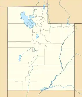 Map of Utah showing a pin for Thistle near the center of the state