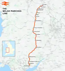 the map of the Welsh Marches line, with the area labeled