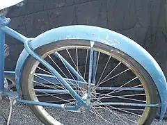 the fender on the rear wheel of a bicycle