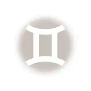 The symbol on a background colored as Mercury, the ruling planet